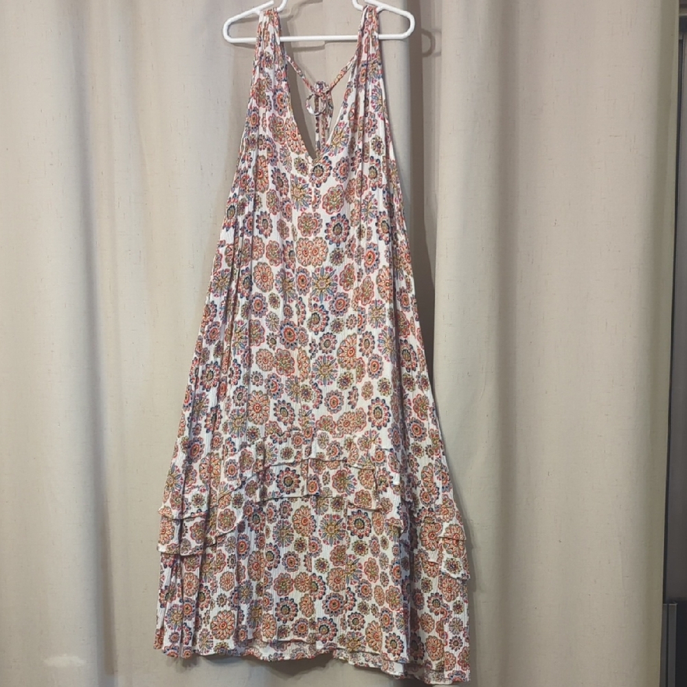 LOFT Dress with Floral Print in Cream and Brown